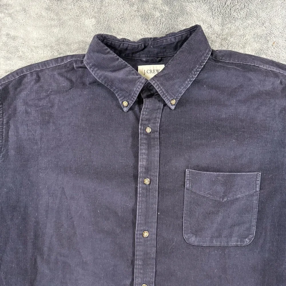 J. Crew Men’s Navy Corduroy Long Sleeve Button Down Pocket Shirt XL